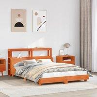 Bed Frame without Mattress Wax Brown 160x200 cm Solid Wood Pine