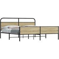 Metal Bed Frame without Mattress Sonoma Oak 200x200 cm