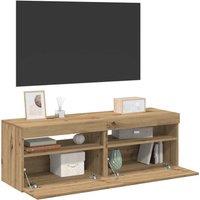 Berkfield Home TV Cabinets with LED Lights 2 pcs Artisan Oak Engineered Wood in Brown