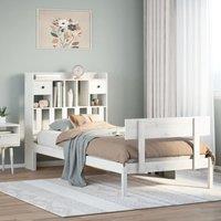 Bookcase Bed without Mattress White 100x200 cm Solid Wood Pine