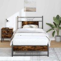 Berkfield Home Bed Frame without Mattress Smoked Oak 90x200 cm Engineered Wood in Brown
