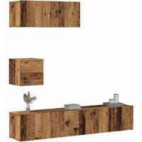 Berkfield Home 4 Piece TV Cabinet Set Wall-mounted Old Wood Engineered Wood