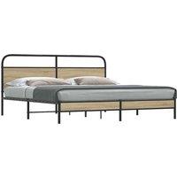Metal Bed Frame without Mattress Smoked Oak 180x200 cm Super King