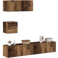 Berkfield Home 4 Piece TV Cabinet Set Wall-mounted Old Wood Engineered Wood in Brown