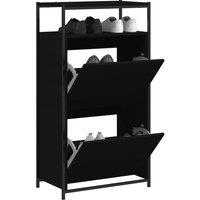 Berkfield Home Shoe Cabinet Black 60x34x112 cm Engineered Wood | Size: 60 x 34 x 112 cm