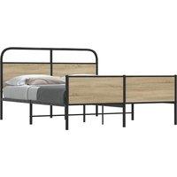 Metal Bed Frame without Mattress Smoked Oak 180x200 cm Super King