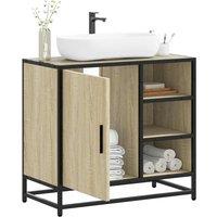 Berkfield Home Bathroom Sink Cabinet Sonoma Oak 65x33x60 cm Engineered Wood in Brown | Size: 65 x 33 x 60 cm