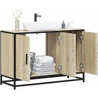 Berkfield Home Bathroom Sink Cabinet Sonoma Oak 90x33x60 cm Engineered Wood in Brown | Size: 90 x 33 x 60 cm