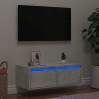 Berkfield Home TV Cabinet with LED Lights Concrete Grey 75x35.5x25 cm