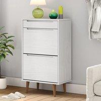 Berkfield Home Shoe Cabinet MOLDE White 59, 5x35x103 cm Solid Wood Pine | Size: 5 x 35 x 103 cm