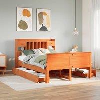 Bookcase Bed without Mattress Wax Brown 140x200 cm Solid Wood Pine