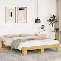 Bed Frame without Mattress 135x190 cm Double Solid Wood Oak