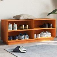 Berkfield Home Shoe Cabinet Wax Brown 110x34x45 cm Solid Wood Pine | Size: 110 x 34 x 45 cm