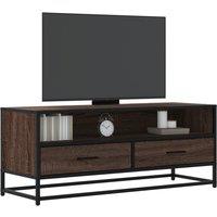 Berkfield Home TV Cabinet Brown Oak 100x34.5x40 cm Engineered Wood & Metal