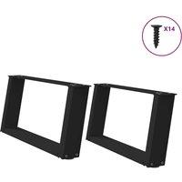 Berkfield Home Coffee Table Legs U-Shaped 2 pcs Black 60x(30-31) cm Steel