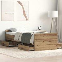 Berkfield Home Bed Frame without Mattress Artisan Oak 90x200cm Engineered Wood in Brown | Size: 90x200 cm