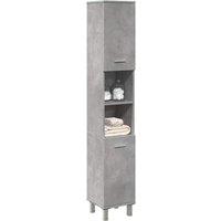 Berkfield Home Bathroom Cabinet Concrete Grey 30x30x179 cm Engineered Wood | Size: 30 x 30 x 179 cm
