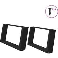 Berkfield Home Coffee Table Legs U-Shaped 2 pcs Black 70x(30-31) cm Steel
