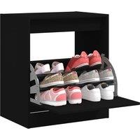 Berkfield Home Shoe Cabinet Black 60x42x69 cm Engineered Wood | Size: 60 x 42 x 69 cm
