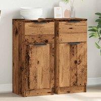 Berkfield Home Sideboards 2 pcs Old Wood 30x30x70 cm Engineered Wood in Brown | Size: 30 x 30 x 70 cm
