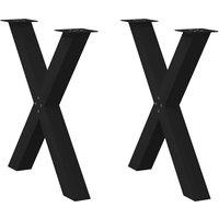 Berkfield Home Dining Table Legs X-Shaped 2 pcs Black 80x(72-73) cm Steel