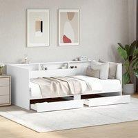 Daybed with Drawers without Mattress White 90x200 cm