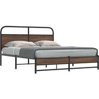 Berkfield Home Metal Bed Frame without Mattress Brown Oak 160x200 cm