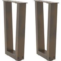 Berkfield Home Dining Table Legs V-Shape 2 pcs Natural Steel 38x(42-43.3) cm Steel in Brown