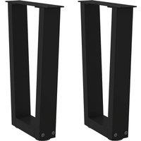 Berkfield Home Dining Table Legs V-Shape 2 pcs Black 28x(42-43.3) cm Steel