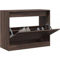 Berkfield Home Shoe Cabinet Brown Oak 80x34x63 cm Engineered Wood | Size: 80 x 34 x 63 cm