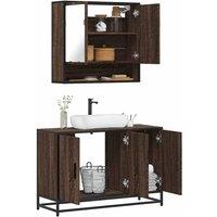 2 Piece Bathroom Furniture Set Brown Oak Engineered Wood