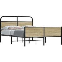 Berkfield Home Bed Frame without Mattress 140x200 cm Sonoma Oak Engineered Wood in Brown