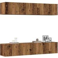 Berkfield Home Wall Mounted TV cabinets 4 pcs Old Wood Engineered Wood in Brown