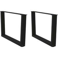 Berkfield Home Dining Table Legs V-Shape 2 pcs Black 70x(42-43.3) cm Steel