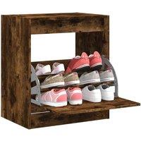 Berkfield Home Shoe Cabinet Smoked Oak 60x42x69 cm Engineered Wood in Brown | Size: 60 x 42 x 69 cm