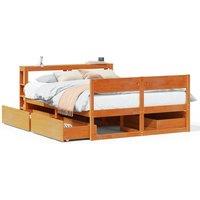 Berkfield Home Bed Frame without Mattress Wax Brown 135x190 cm Double Solid Wood Pine
