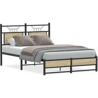 Berkfield Home Bed Frame without Mattress Sonoma Oak 120x200 cm Engineered Wood in Brown | Size: Small Double