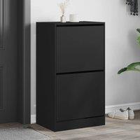 Berkfield Home Shoe Cabinet with 2 Flip-Drawers Black 60x42x108 cm | Size: 60 x 42 x 108 cm