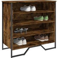 Berkfield Home Shoe Cabinet Smoked Oak 80x38x78 cm Engineered Wood | Size: 80 x 38 x 78 cm