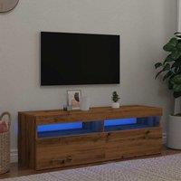 Berkfield Home TV Cabinet with LED Lights Artisan Oak 120x35x40 cm Engineered Wood in Brown | Size: 120 x 35 x 40 cm
