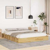 Berkfield Home Bed Frame without Mattress 135x190 cm Solid Wood Oak in Brown