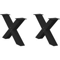 Berkfield Home Coffee Table Legs X-Shaped 2 pcs Black 70x(42-43) cm Steel
