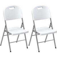OUTSUNNY 2PCS Folding Chair with Steel Frame, Garden Chair Set, White | Size: 2 Pack
