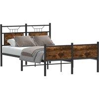 Berkfield Home Bed Frame without Mattress Smoked Oak 120x200 cm Engineered Wood in Brown | Size: Small Double