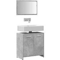 Berkfield Home Bathroom Cabinet with Mirror Concrete Grey Engineered Wood