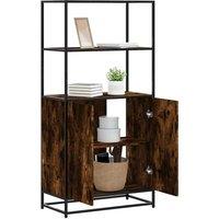 Berkfield Home Highboard Smoked Oak 68x35x139 cm Engineered Wood & Metal in Brown | Size: 68 x 35 x 139 cm