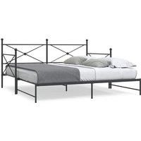 Daybed with Trundle without Mattress Black 100x200 cm Steel