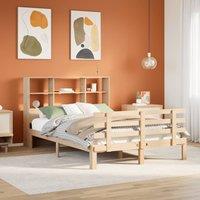 Bookcase Bed without Mattress 140x190cm Solid Wood Pine