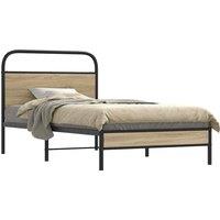 Bed Frame Without Mattress 100x190 cm Smoked Oak Engineered Wood