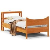 Berkfield Home Bed Frame with Headboard Wax Brown 75x190 cm Small Single Solid Wood Pine